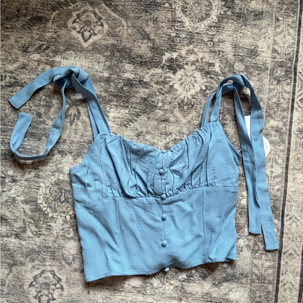 Marshalls Light Blue Tie-Shoulder Bustier Crop Top